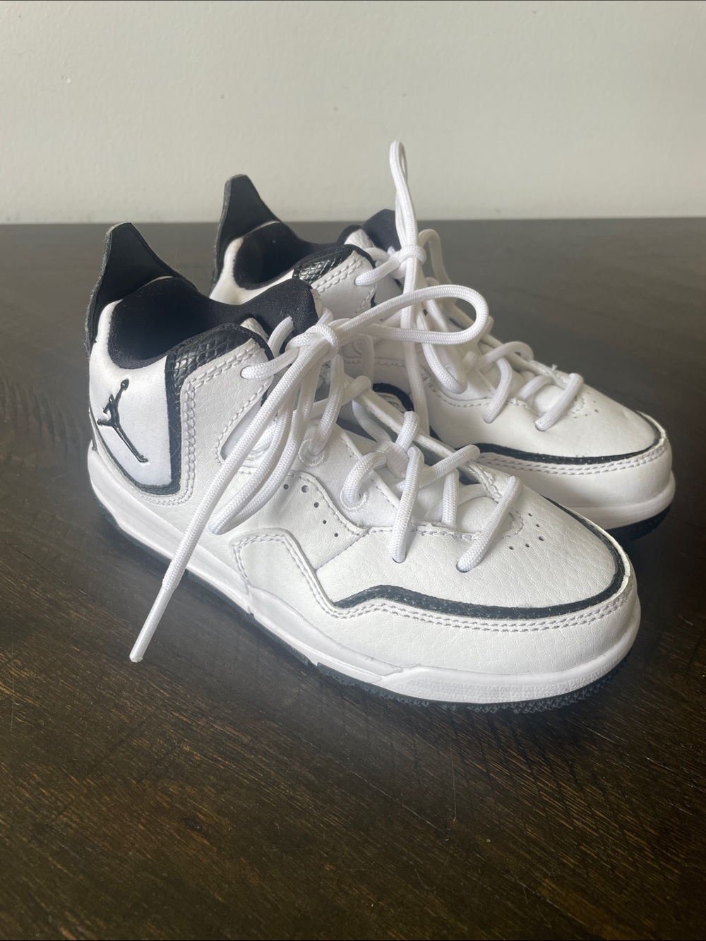 Jordan Kids White and Black Low-Top Sneakers